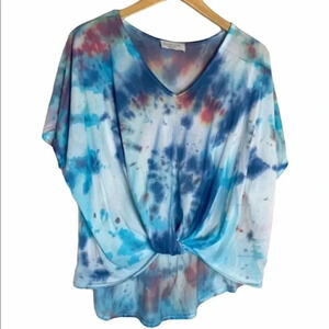 Lavender Fields L‎ multicolor tie dyed knotted top